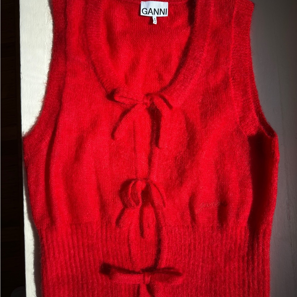 Ganni Bright Red Sleeveless Knit Top